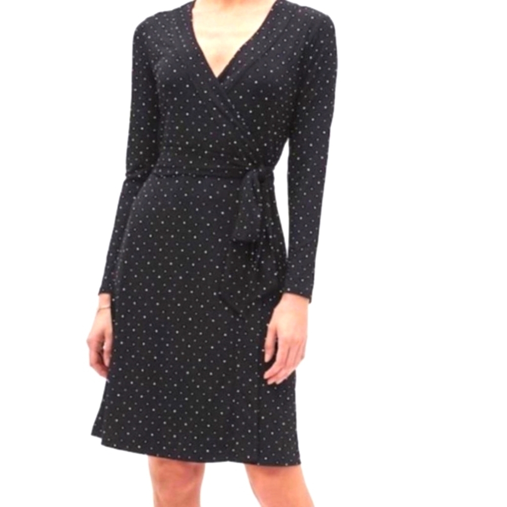 Banana Republic Black and White Long Sleeve Wrap Dress..SIZE:LP